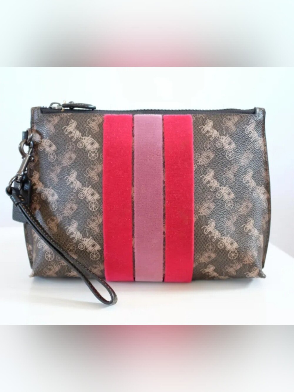 Coach Charlie Pouch With Strap Horse And Carriage Varsity Stripes